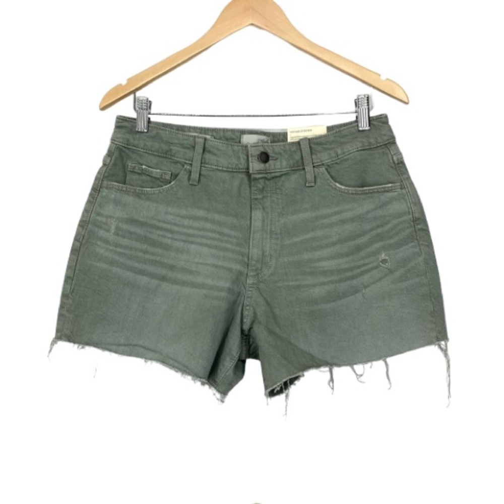 Universal Thread Dusty Olive Raw Hem Whiskered Jean Shorts Vintage Midi New Nwt